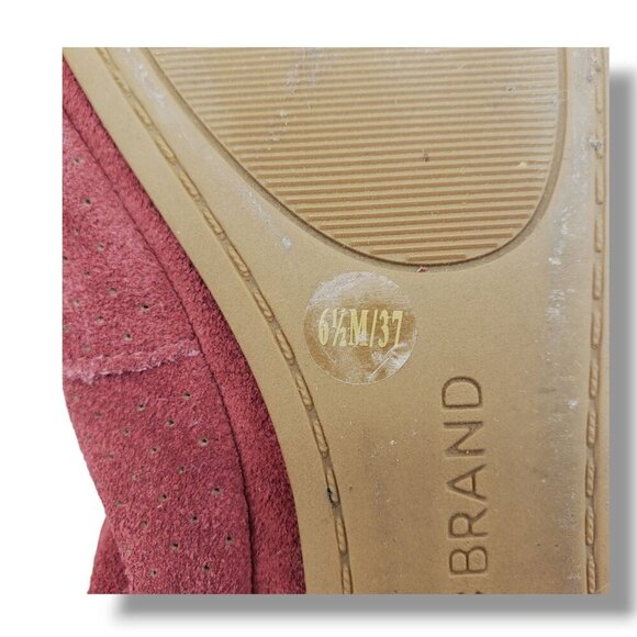 Lucky Brand Echo Ballet Flats Womens 6.5 Red Suede Slip On Laced - Picture 9 of 9